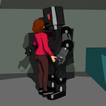 Sarah dances with a robot - scene from Dancing with Robots